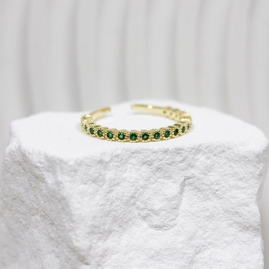 Gold Filled Emerald Adjustable Stacking Ring | JMJewelry